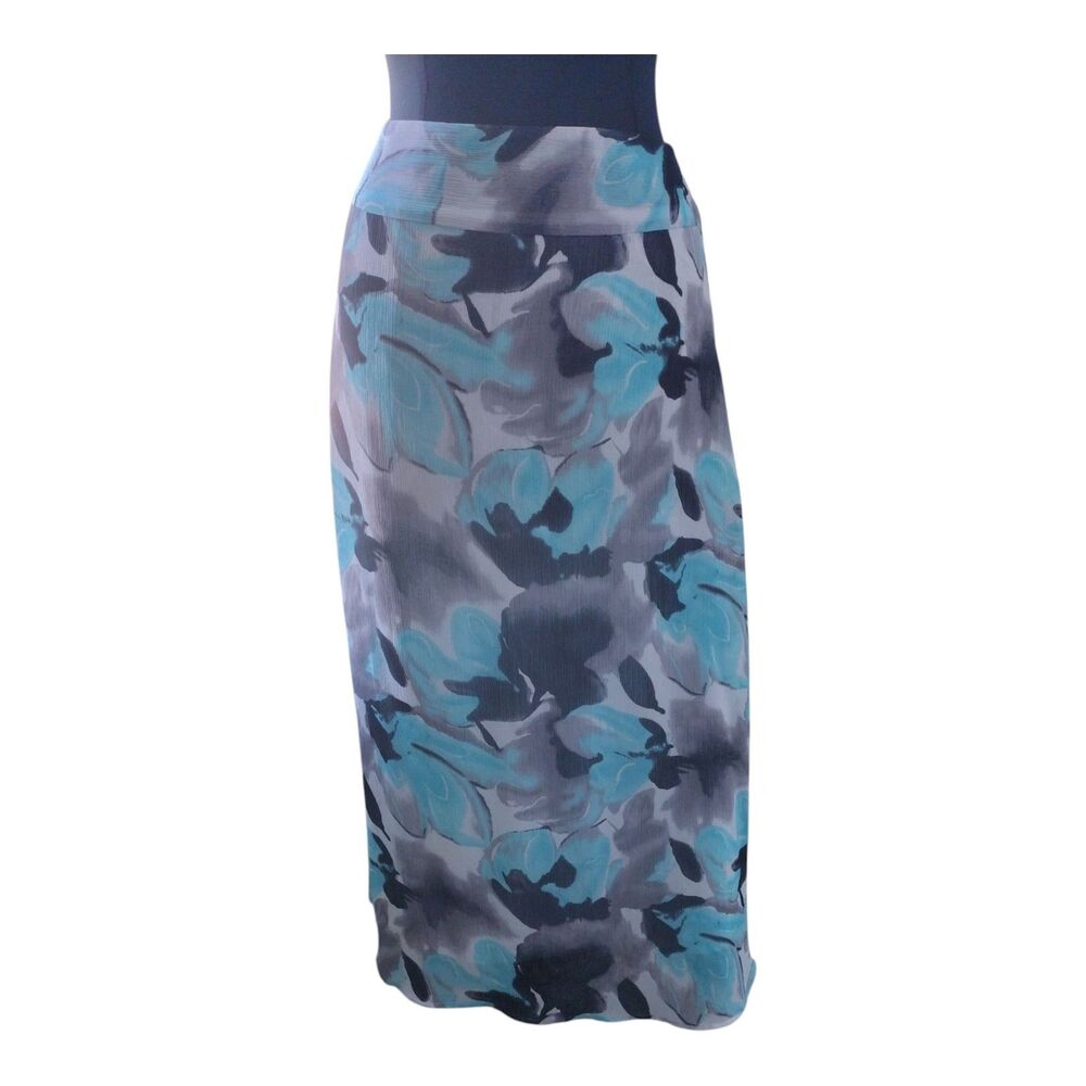 Cato Midi Flare Skirt Womens Size 18/20 Black Blue Gray White Floral A-line Midi